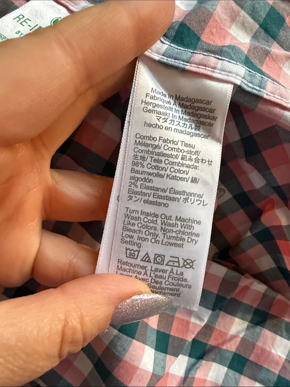 Men's J Crew Pink and Teal Plaid Button-Down Shirt - Medium